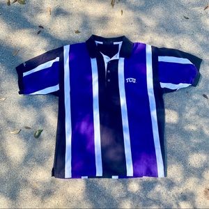 TCU COLLEGE STRIPED COLLARD SHIRT